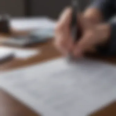 Close-up of a person reviewing financial records