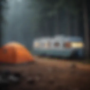 Artistic Representation of Risks in Camper Loans An artistic depiction highlighting the potential risks involved in camper collateral loans.