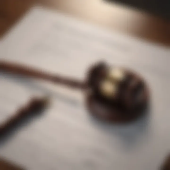 A legal gavel resting on a loan agreement paper.