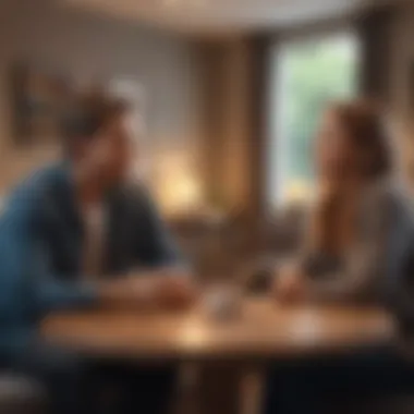 A couple discussing their future plans in a cozy living room, illustrating the emotional aspects of selling a home.