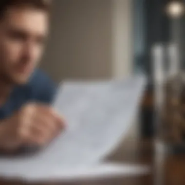 A person analyzing financial documents with a thoughtful expression