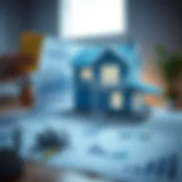 A detailed blueprint of a house with financial graphs