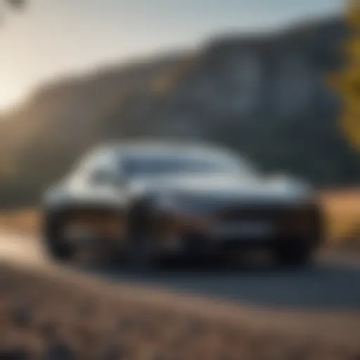 A sleek Tesla parked in a scenic New Jersey landscape