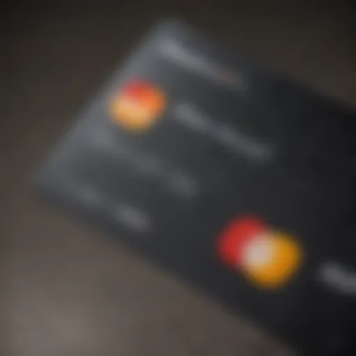 Close-up of an AA Mastercard showcasing its sleek design and embossed features