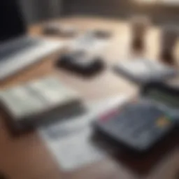 A calculator and credit card on a desk, symbolizing financial planning.