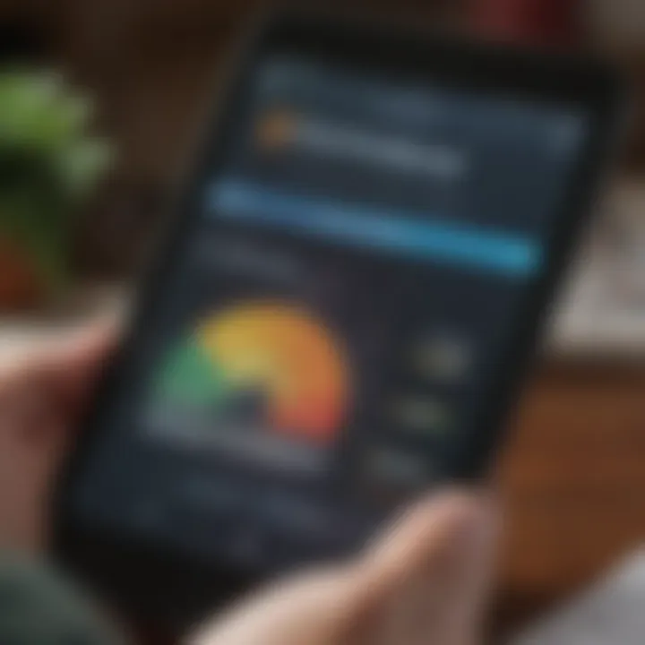 Close-up of a credit score report on a digital device