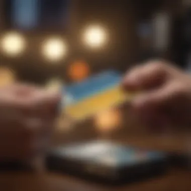 Close-up of a student reviewing credit card options.