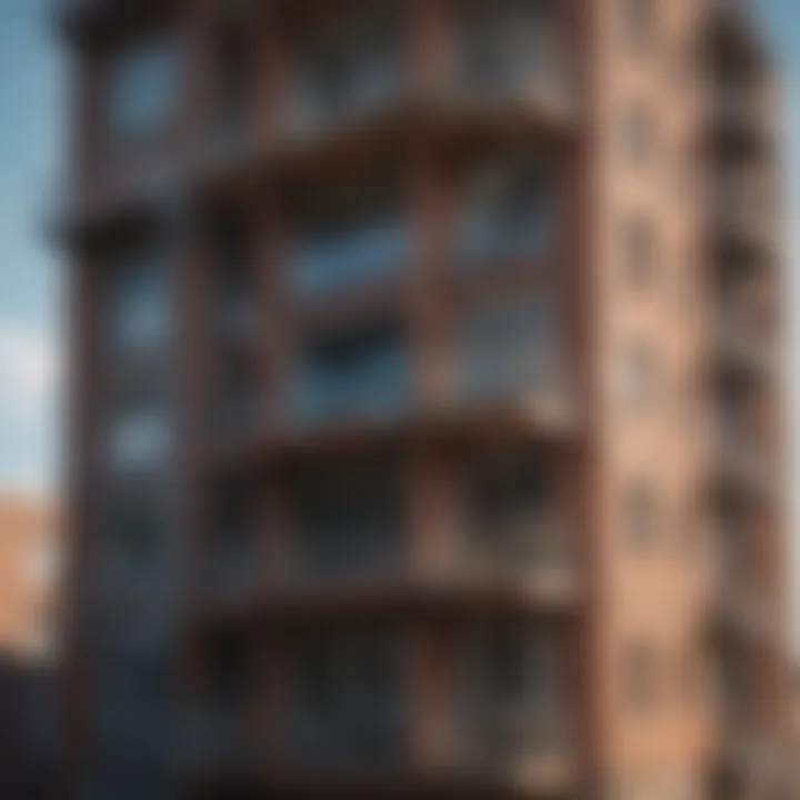 A residential building undergoing repair work with scaffolding and tools visible.