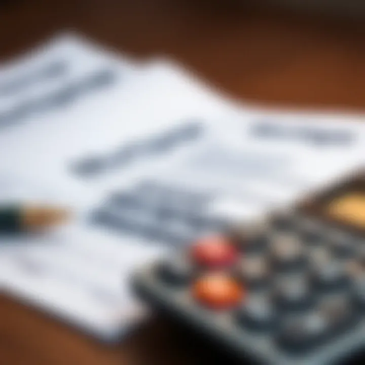 Close-up of mortgage paperwork and calculator