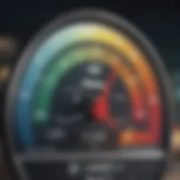 Close-up of a credit score gauge